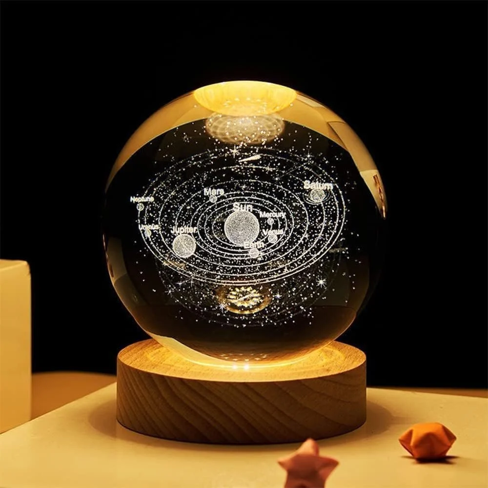 3D Crystal Ball Night Lamp, Solar System Crystal Ball Night Light