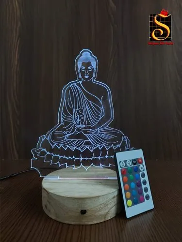 Antique Multicolor Shayona Budha Color 3D Illusion LED Acrylic Table Top Night Lamp